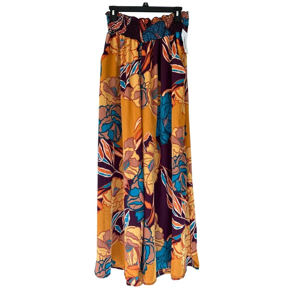 New Bucket List Floral Wide Leg Maxi satin Boho Retro Festival Palazzo Pants S